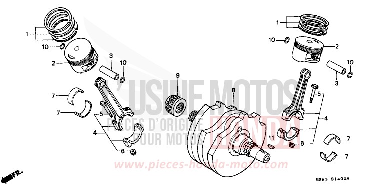 KURBELWELLE/KOLBEN von Africa Twin SHASTA WHITE (NH138H) von 1989